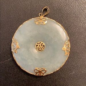 14k Gold and Jade Pendant